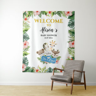 Boy Baby Shower BACKDROP   Cute Gold Safari Friend