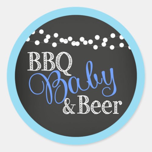 Boy Baby Shower BBQ Baby Beer Classic Round Sticker