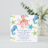 Boy Baby Shower Beach Starfish Octopus Seahorse Invitation (Standing Front)