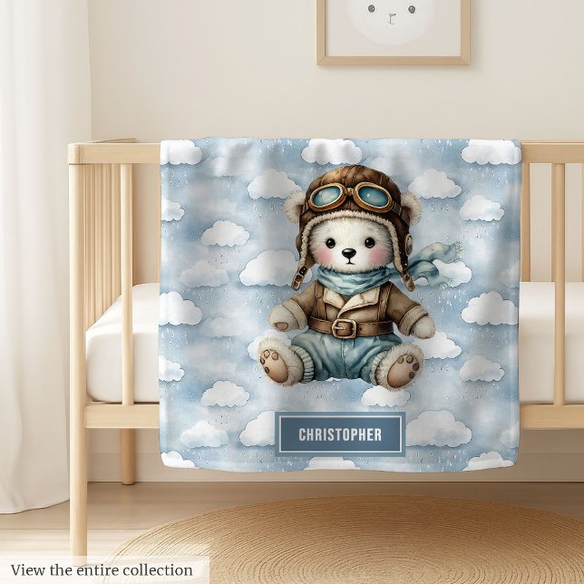 Boy Baby Shower Blanket with Flying Teddy Bear (Boy Baby Shower Blanket with Flying Teddy Bear)