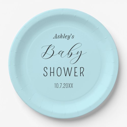 Boy Baby Shower Blue Black  Paper Plates