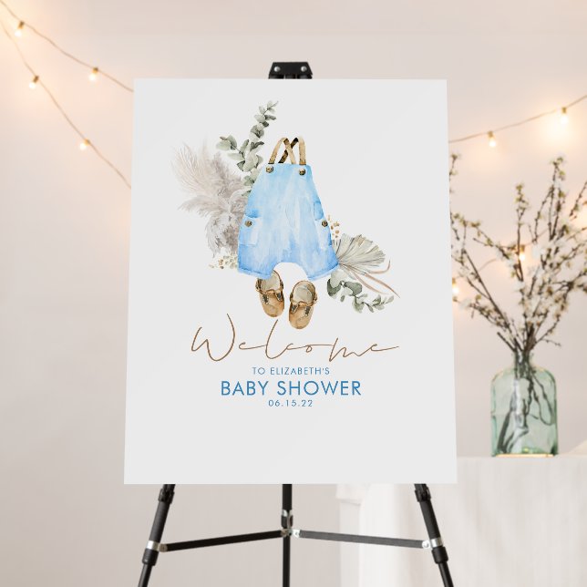 Boy Baby Shower Blue Brown Cute Foam Board (In Situ (Stand))