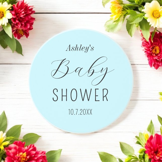 Boy Baby Shower Blue Calligraphy  Coaster (Creator Uploaded)