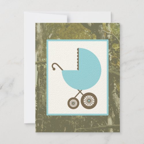 Boy Baby Shower - Blue Carriage &amp; Camouflage Personalized Invite