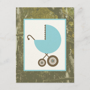 Boy Baby Shower - Blue Carriage & Camouflage Invitation