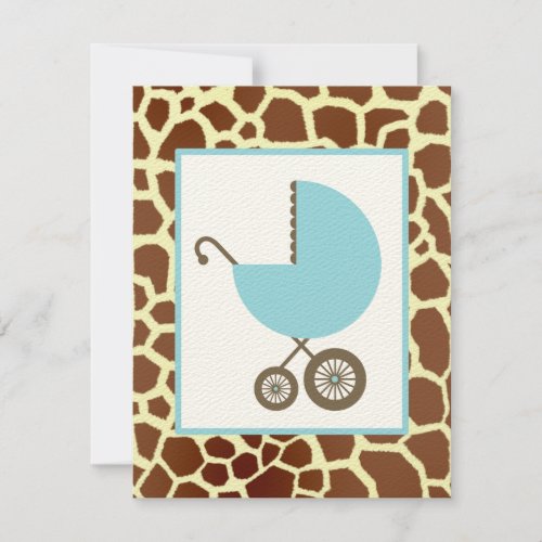 Boy Baby Shower _ Blue Carriage  Giraffe Print Invitation