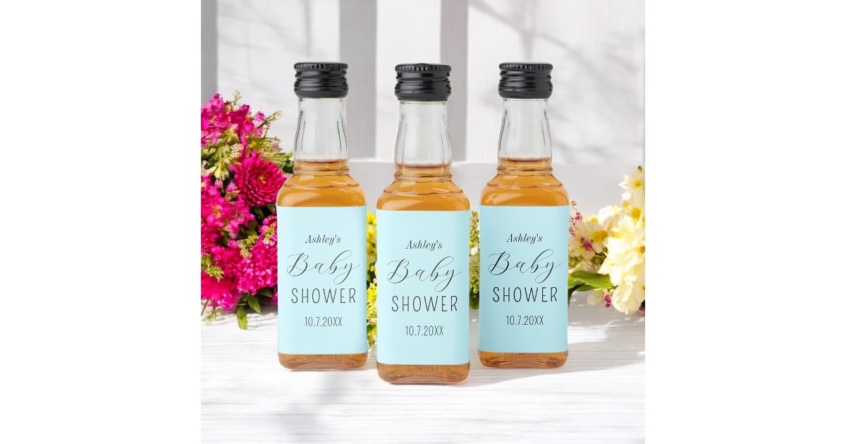 Boy Baby Shower Blue Elegant Liquor Bottle Label | Zazzle