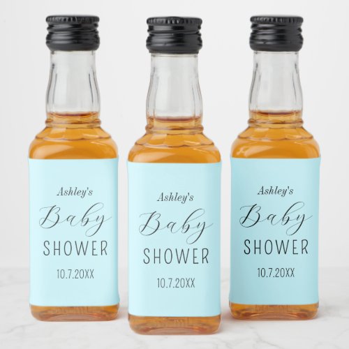 Boy Baby Shower Blue Elegant  Liquor Bottle Label