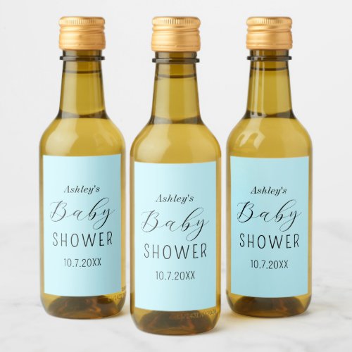 Boy Baby Shower Blue Elegant  Wine Label