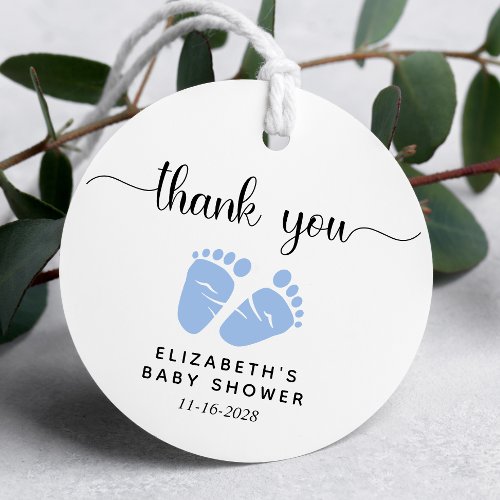Boy Baby Shower Blue Feet Thank You Favor Tags