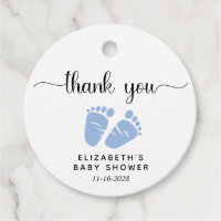 Boy Baby Shower Blue Feet Thank You Favor Tags