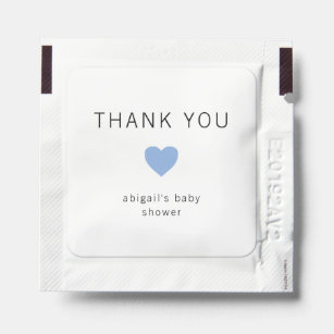 Boy Baby Shower Blue Heart Minimalist Thank You Hand Sanitizer Packet