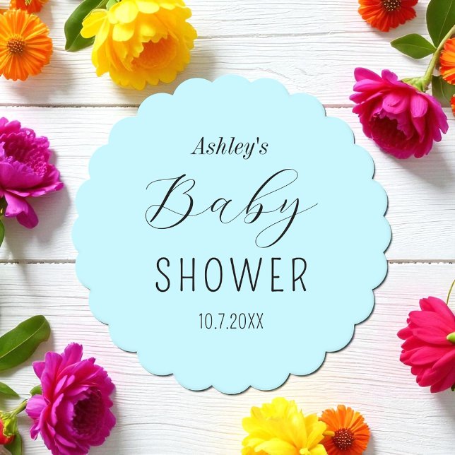 Boy Baby Shower Blue Minimalist Paper Coaster (Creator Uploaded)