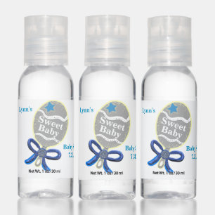 Boy Baby Shower Blue Rattle Hand Sanitizer