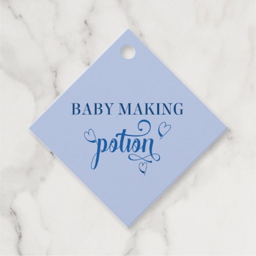 Boy Baby Shower Blue Typography Baby Making Potion Favor Tags