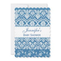 BOY BABY SHOWER Blue Vintage Damask Pattern A03