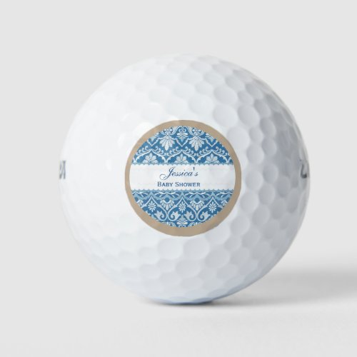 BOY BABY SHOWER Blue Vintage Damask Pattern A43 Golf Balls