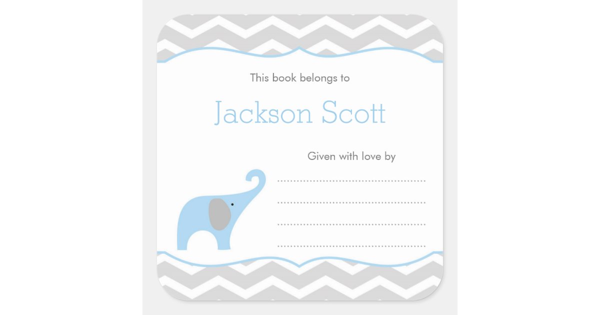 Boy Baby Shower Bookplate, baby's first library Square Sticker | Zazzle