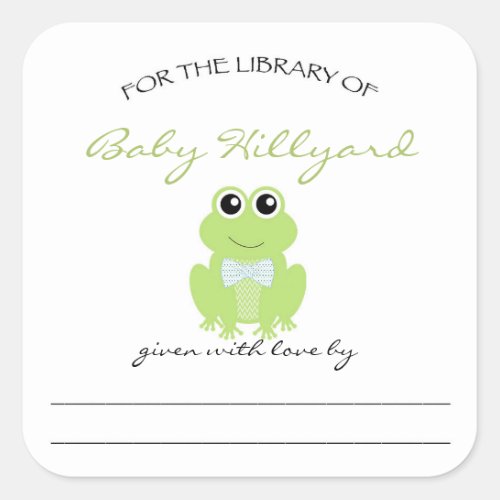 Boy Baby Shower bookplates  little frog