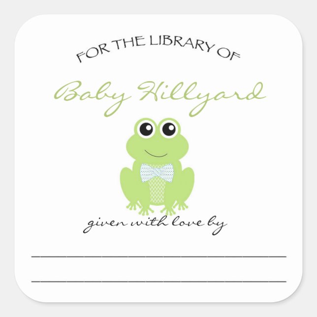 Boy Baby Shower bookplates / little frog (Front)
