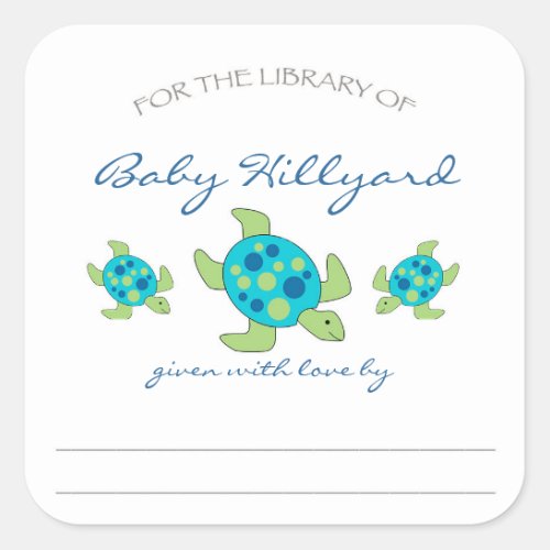 Boy Baby Shower bookplates  sea turtles