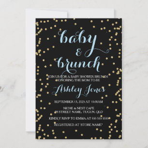 Boy Baby Shower & Brunch Gold Glitter Black card