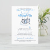 Boy Baby Shower by Mail Blue Elephant on Cloud Invitation (Standing Front)