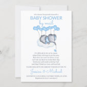 Boy Baby Shower by Mail Blue Elephant on Cloud Invitation (Front)