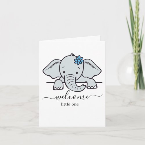 Boy Baby shower card Cute Baby Elephant Invitation