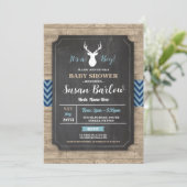 Boy Baby Shower Chalk Rustic Antler Stag Invite (Standing Front)