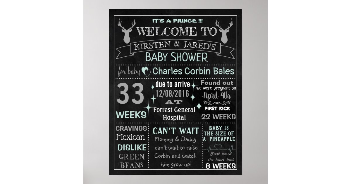 Boy Baby shower chalkboard sign Zazzle