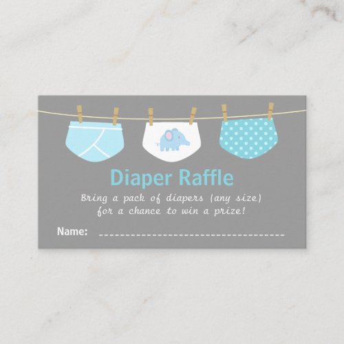 Boy Baby Shower, Cute Diaper Raffle Tickets Business Cards