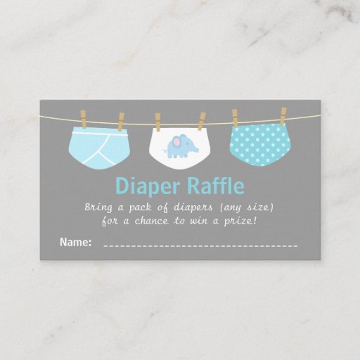 Customizable Boy Baby Shower, Cute Diaper Raffle Tickets Business Cards