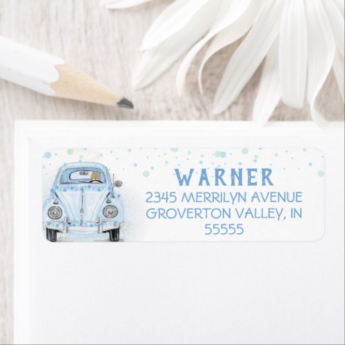 Boy Baby Shower Drive By Blue Car Label