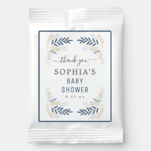 Boy Baby Shower Elegant Blue Foliage Rustic Lemonade Drink Mix