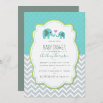 Boy Baby Shower Elephants Invitation