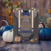 Boy Baby Shower Fall Pumpkin Rustic Burlap Wood Invitation | Zazzle