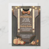 Boy Baby Shower Fall Pumpkin Rustic Burlap Wood Invitation (Front)