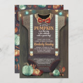 Boy Baby Shower Fall Pumpkin Rustic Burlap Wood Invitation (Front/Back)