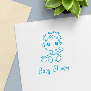 Boy Baby Shower Gender Reveal 2 Self-inking Stamp