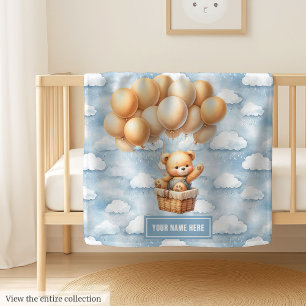 Boy Baby Shower Gift Cute Teddy Bear Balloon Blanket