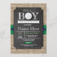 Boy Baby Shower Golf Ball Sports Chalk Invite