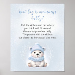 Boy Baby Shower How Big Is Mommy's Belly Game Poster