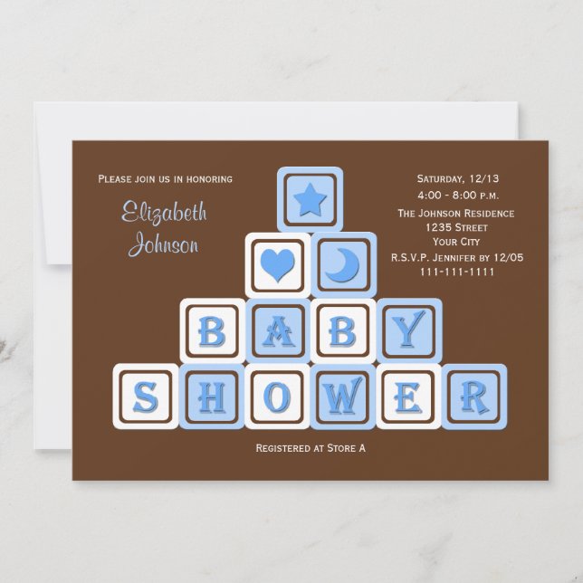 Boy Baby Shower Invitation Blocks (Front)