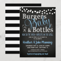 Boy Baby Shower Invitation, Burgers BBQ Beer