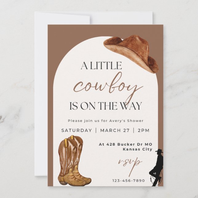 Boy Baby Shower Invitation - Cowboy Theme  (Front)