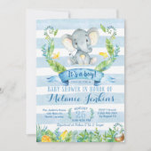 Boy Baby Shower Invitation, Elephant Baby Shower Invitation (Front)