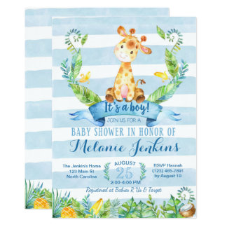 Boy Baby Shower Invitation, Giraffe Baby Shower Invitation