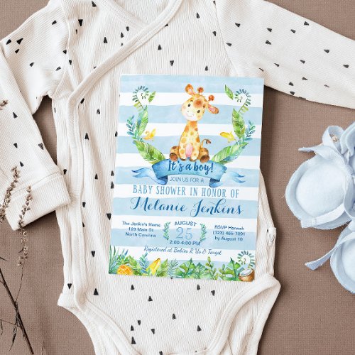 Boy Baby Shower Invitation Giraffe Baby Shower Invitation