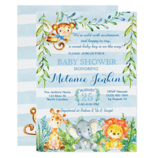 Boy Baby Shower Invitation, Jungle Baby Shower Invitation